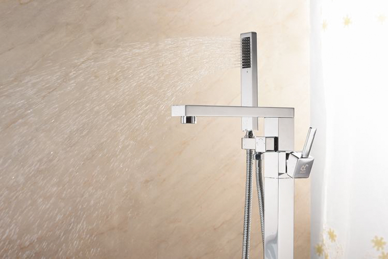 Baignoires autoportantes carrées mitigeur de douche robinet de remplissage en laiton montage au sol salle de bain baignoire robinet de bain