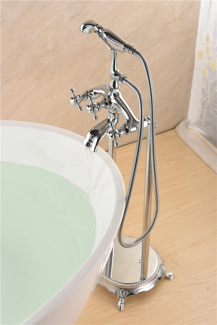 Mitigeur debout libre de robinet haut de robinet chaud de cuivre de conception classique pour la baignoire de pied de griffe