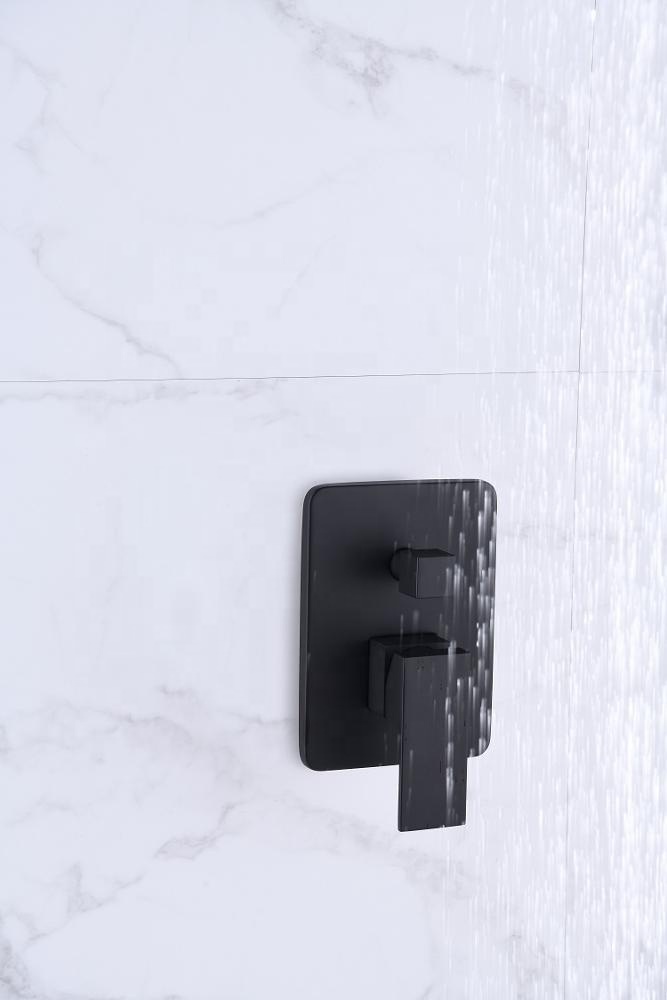 Robinet de douche mural moderne en laiton mat noir mat dissimulé robinet de douche Zwarte Waterval Badkraan