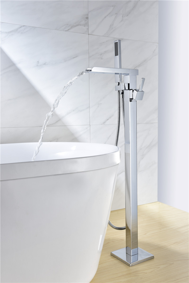 Robinets de baignoire et de douche avec cascade à la main Fabricants de robinets de baignoire Mélangeur de bain en laiton pour poignée chaude Salle de bains Eau froide