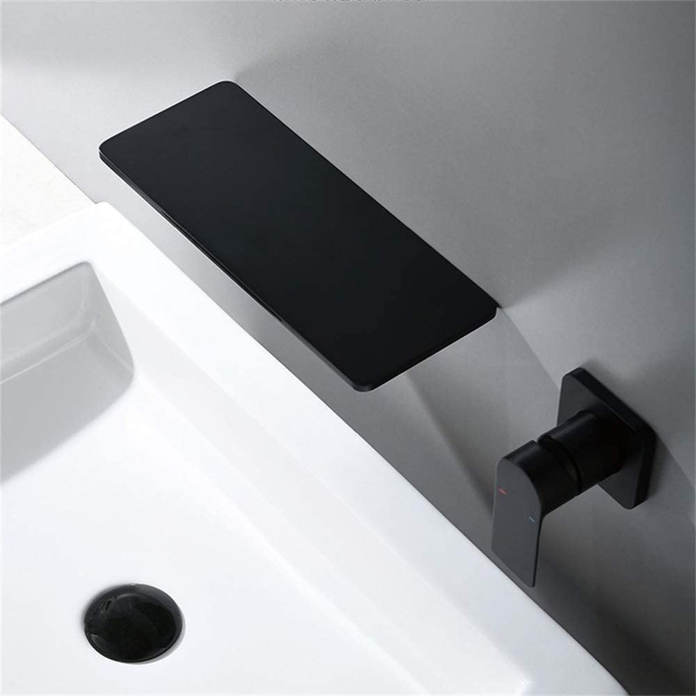 Cascade en gros dans le mur lavabo de salle de bain robinet de lavabo en laiton noir robinet d'eau