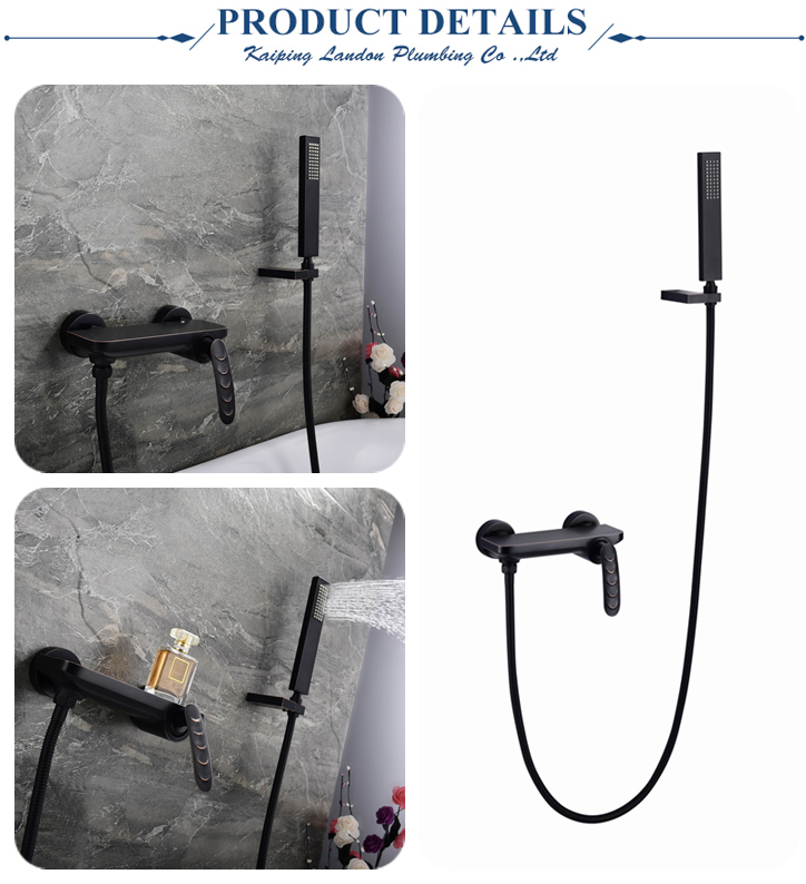 Chine usine bonne qualité prix baignoire robinet noir montage au sol en laiton mitigeur salle de bain robinets avec douchette