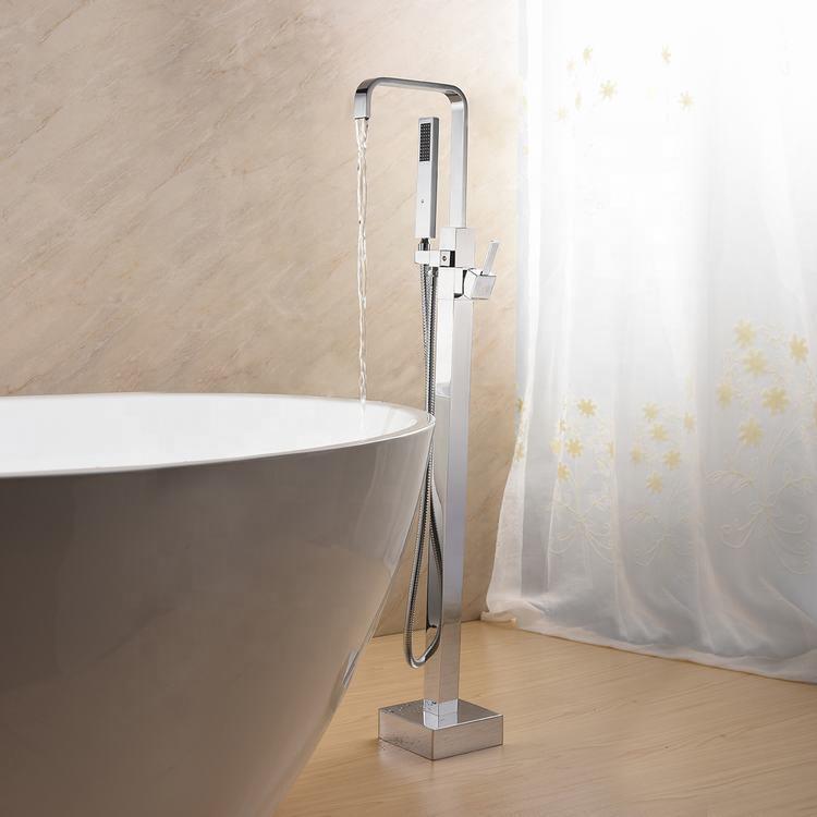 Robinet de baignoire autoportant filigrane CUPC debout avec mitigeur de douche en céramique remplisseur de montage de baignoire monté