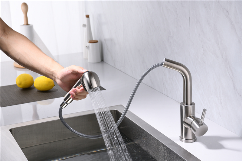 Type de traction robinet froid et chaud lavabo cuivre rotatif évier robinet ménage télescopique robinet de cuisine