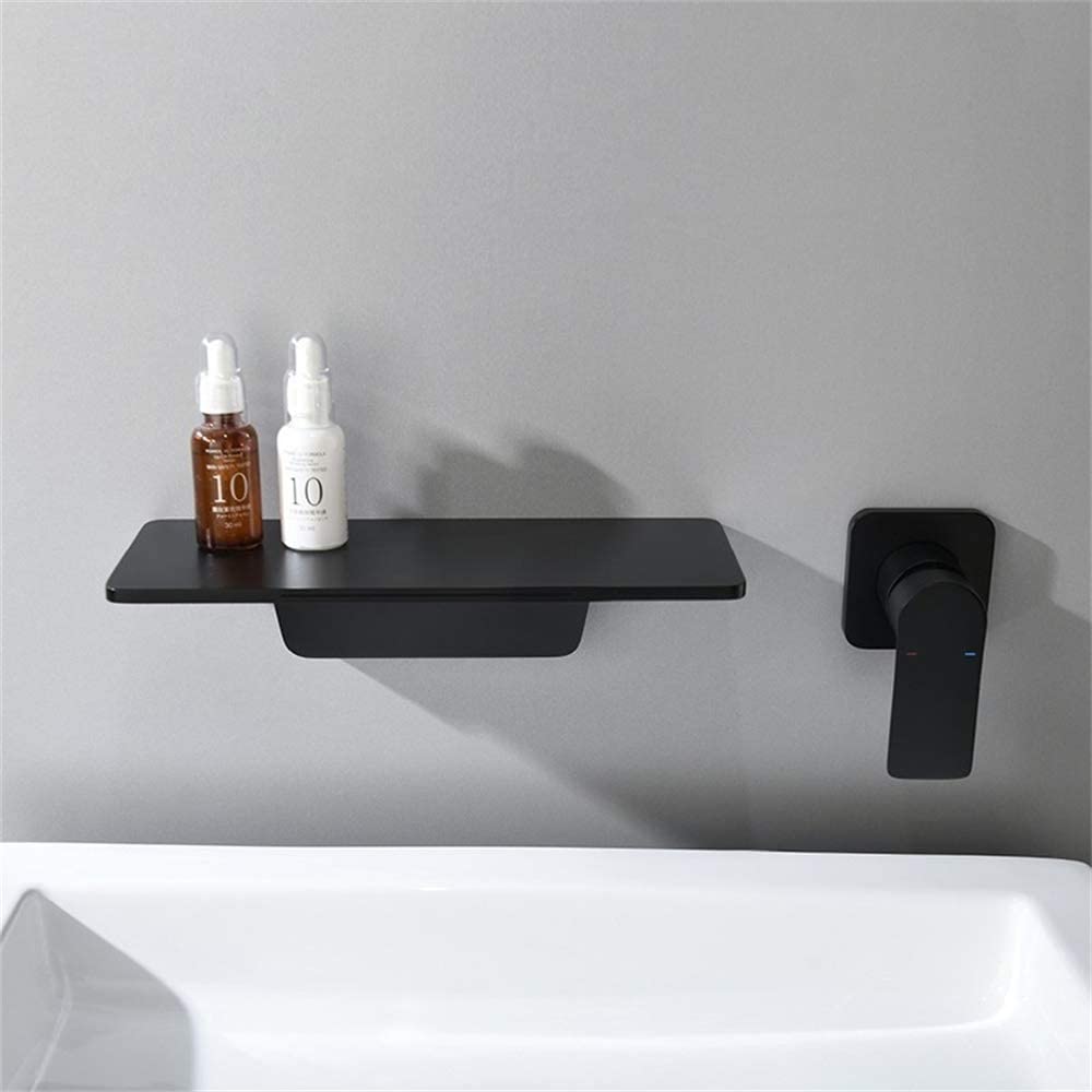 Cascade en gros dans le mur lavabo de salle de bain robinet de lavabo en laiton noir robinet d'eau