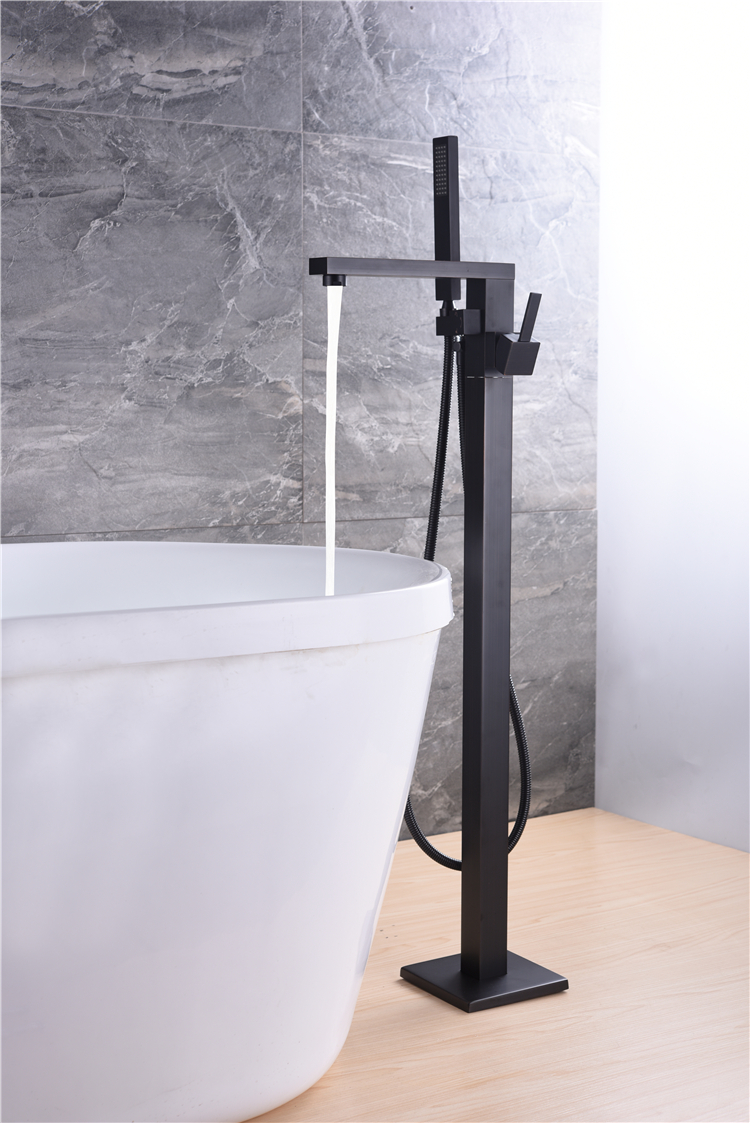 Robinet de baignoire de robinets de douche noirs de stand libre de plancher direct d'usine chaude pour le prix de vente