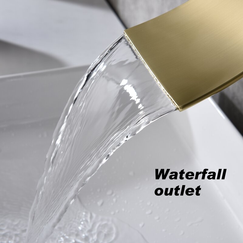 Mitigeur chaud et froid du robinet d'eau en or brossé à une poignée caché dans le robinet de lavabo dissimulé fixé au mur