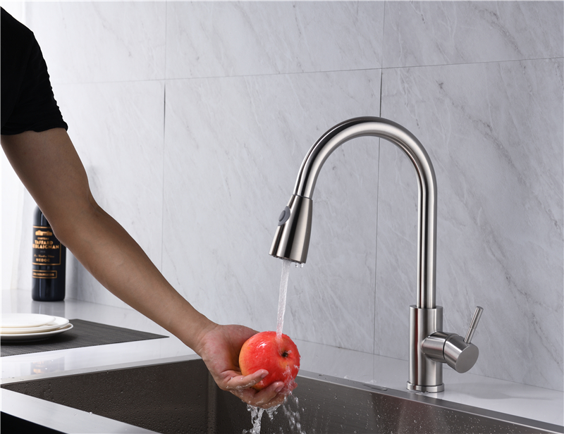 Nouveau design en gros robinet d'évier de cuisine pulvérisateur à double fonction robinets de cuisine à levier unique