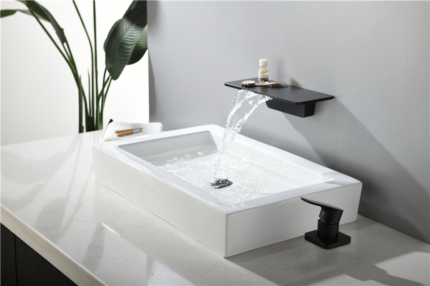 Robinet de salle de bain 2 trous mitigeur mitigeur chaud et froid robinet d'eau poignée de montage sur pont robinet de bassin séparé