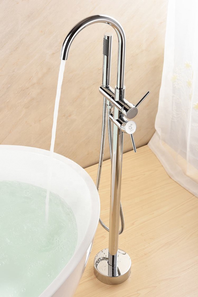 Corps en cuivre mitigeur d'eau froide chaude robinets de douche pour baignoire robinet en laiton autoportant