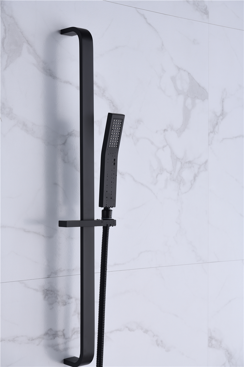 Usa Upc noir mat mural dissimulé salle de bain carré pluie tête en plastique Shoewr salle de bain robinet douches avec douchette