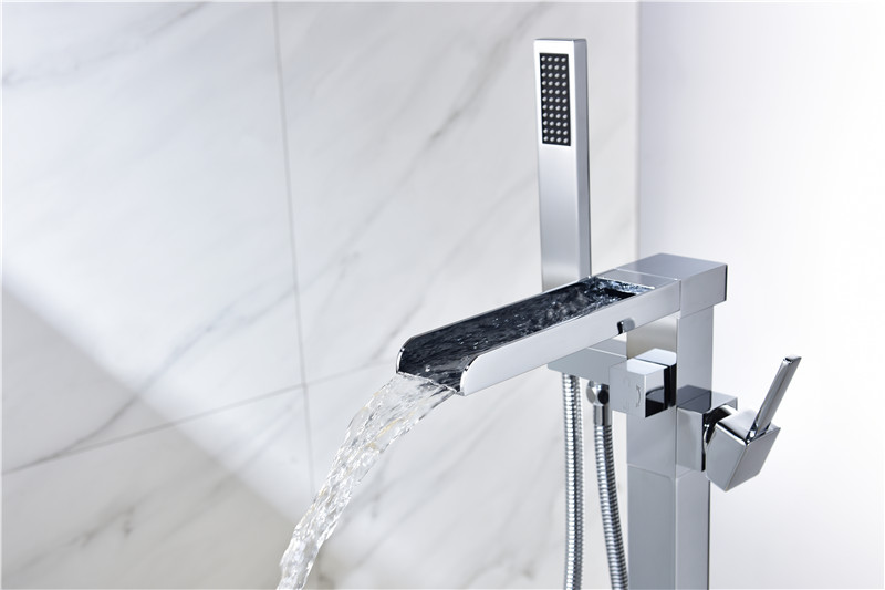 Robinet de baignoire bec cascade chromé pour robinet de douche de baignoire de salle de bain en laiton à haut débit